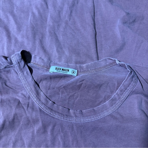 Buck Mason Men's Medium Slub Curved Hem Tee Coal Venice Wash - Picture 2 of 4